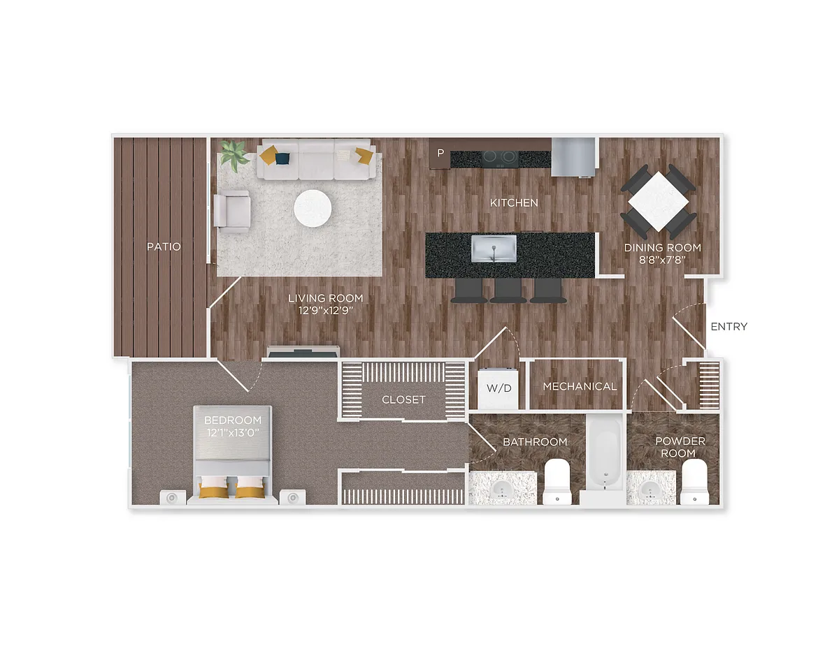 Floor plan Patapsco 1Br/1.5Ba