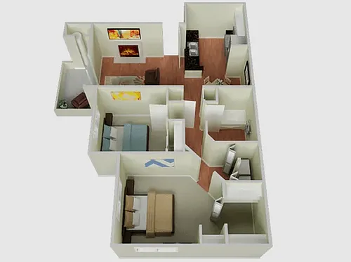 Floor plan Two Bedroom One Bathroom