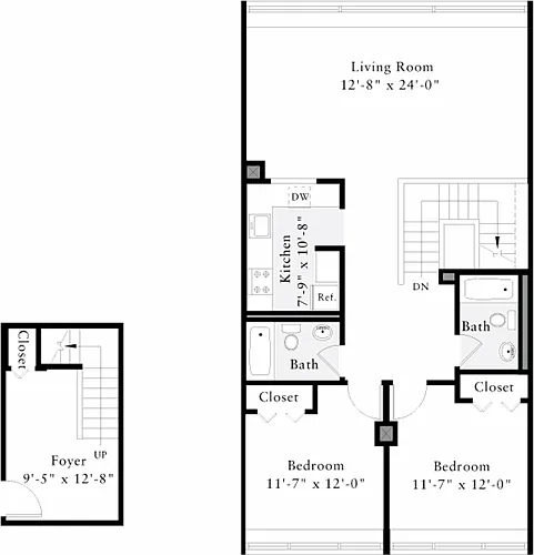 Floor plan The Lofts 2 Bedrooms CC