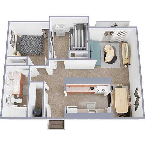 Floor plan 2 Bed 1 Bath