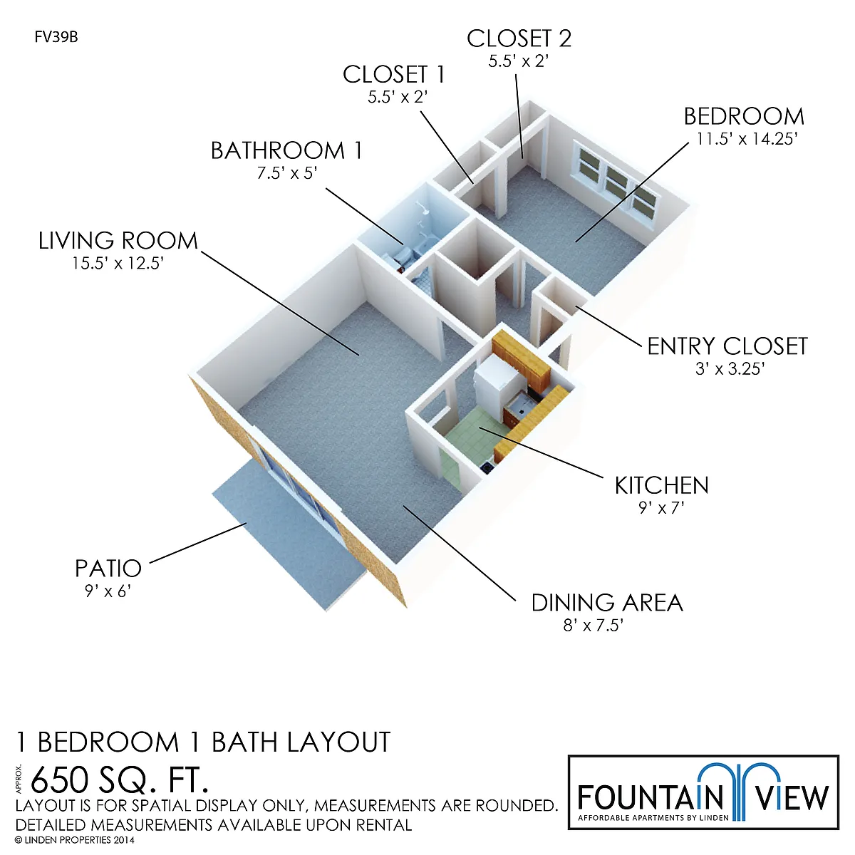 Floor plan 1 Bedroom 1 Bathroom