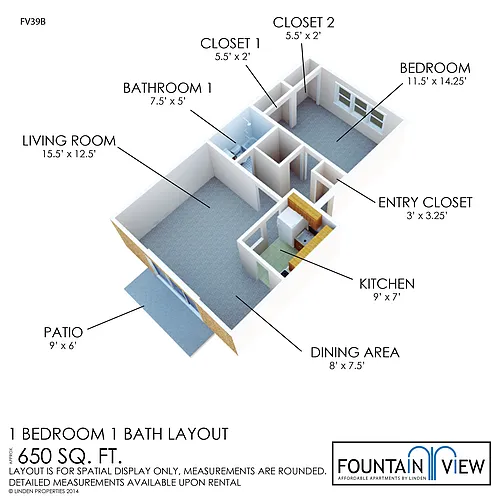 Floor plan 1 Bedroom 1 Bathroom