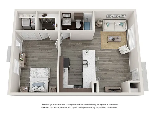 Floor plan LSWest 1 bed 1 bath
