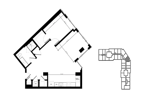 Floor plan A12 1 Bedroom