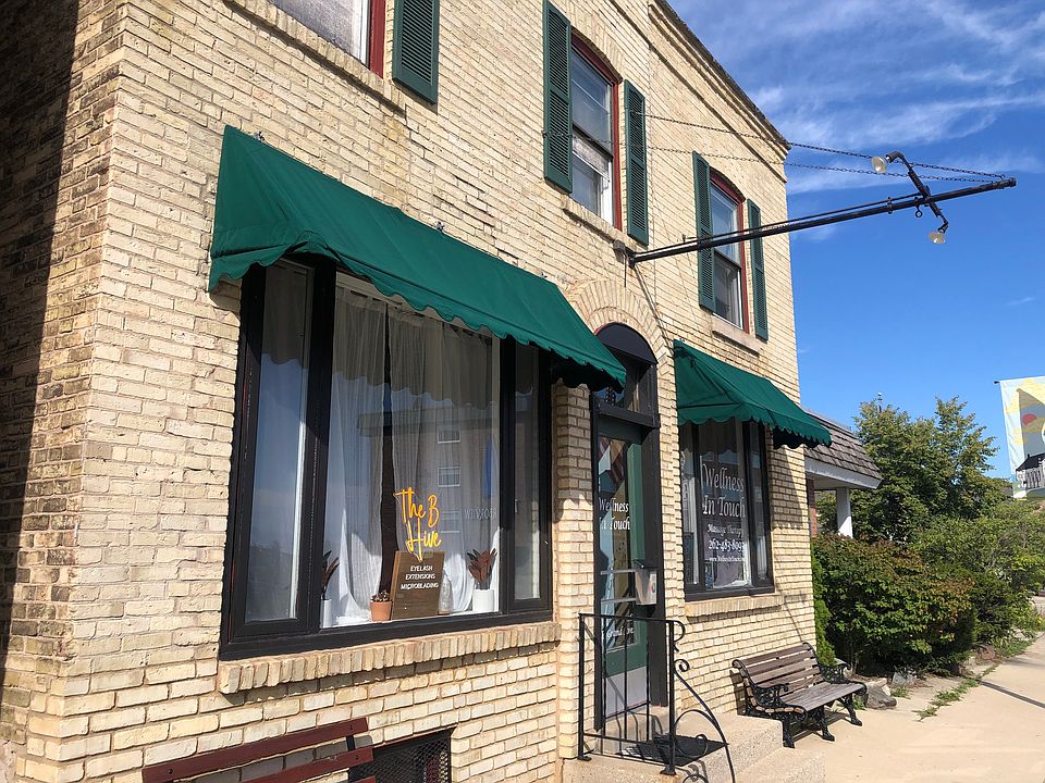 Cream city brick building on main street of downtown port Washington