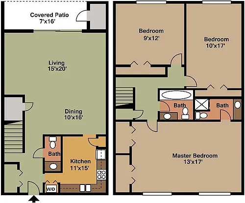 Floor plan 3 Bedroom Townhome