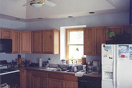 Kitchen 2000 Pan ceiling; Blonde oak cabinets