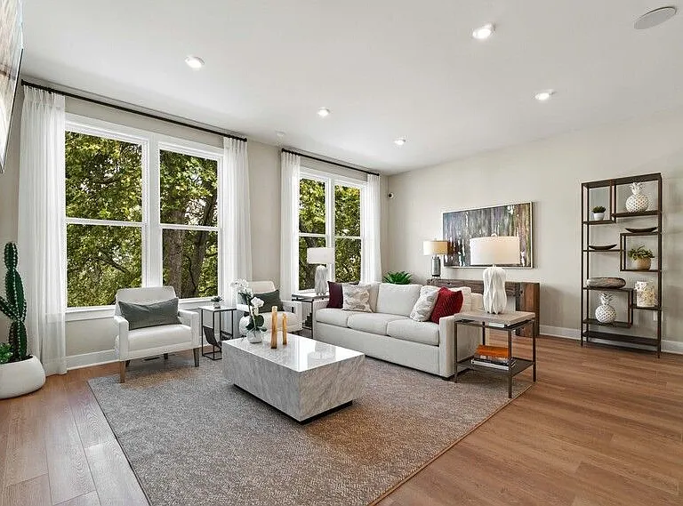 Airy and open family room area.