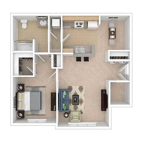 Floor plan One Bedroom One Bathroom Market