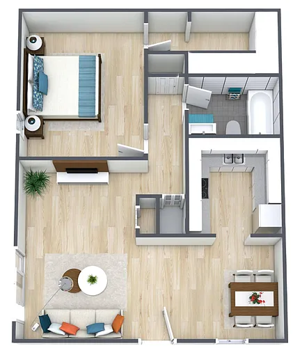 Floor plan 1BR - 1BTH Upgraded