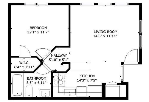 Floor plan Classic Second Floor 1 Bed 1 Bath