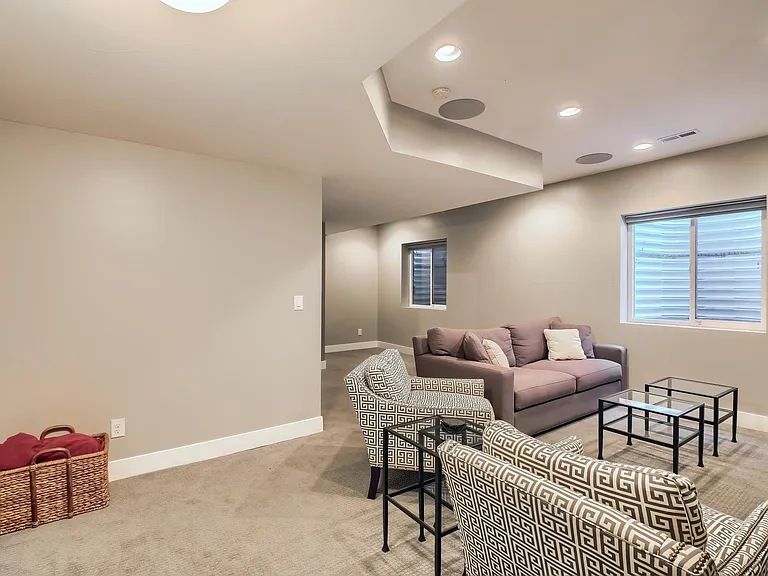 Basement theater area.