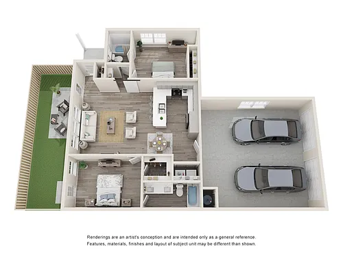 Floor plan 2 Bed Galileo Twin with Garage