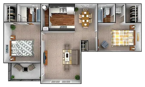 Floor plan 2 bedroom, 2 bathroom