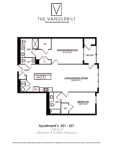 Floor plan 2 Bed - 2.5 Bath - Balcony