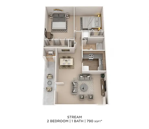 Floor plan Two Bedroom - 790 sqft