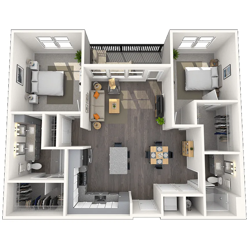 Floor plan B1 2x2 1161 SF