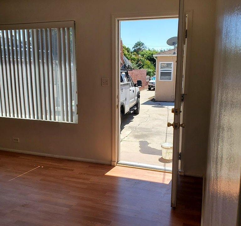 Living room looking out front door