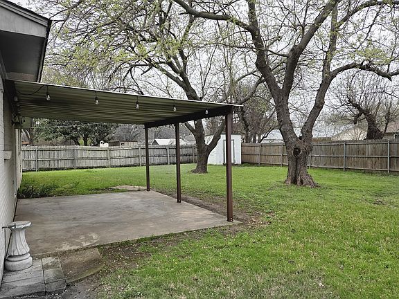 Backyard with storage shed