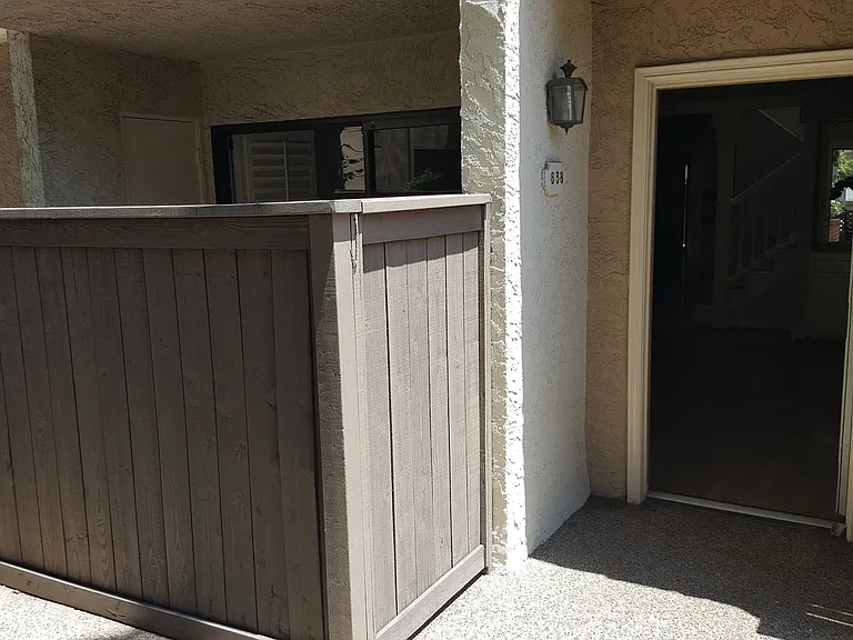 Front door and enclosed patio