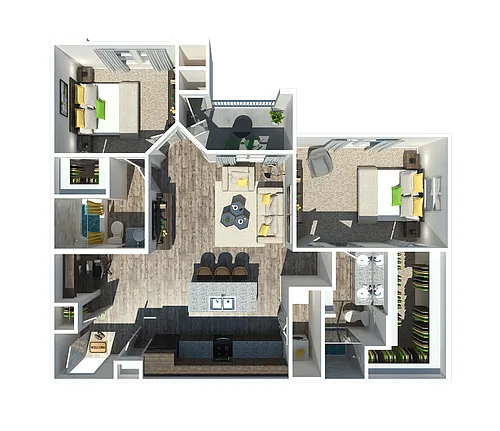 Floor plan The Buddy 2 bedroom 2 bathroom