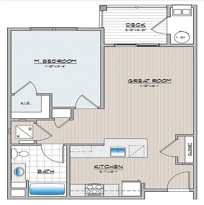 Floor plan 1 Bedroom 1 Bathroom
