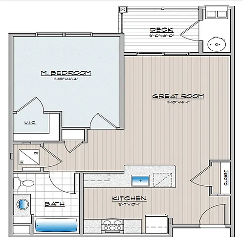 Floor plan 1 Bedroom 1 Bathroom