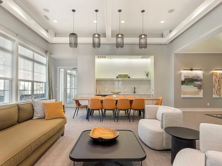 Resident lounge with seating area and co-working space