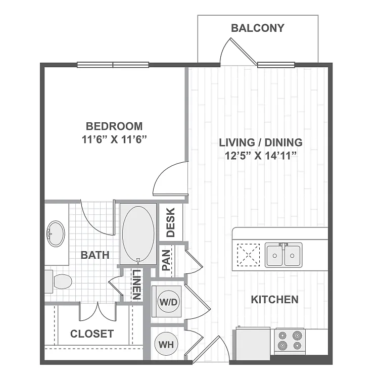 Floor plan 1 Bedroom 11B