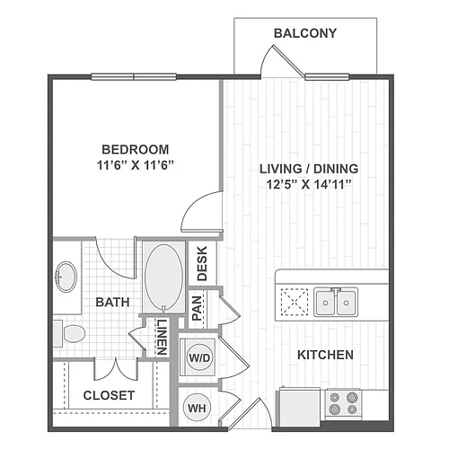 Floor plan 1 Bedroom 11B