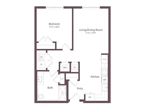 Floor plan A1G | 1 Bed | 1 Bath