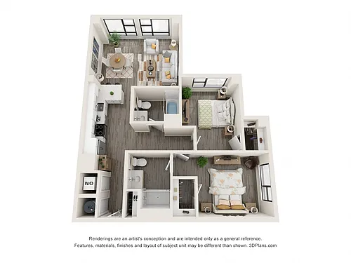 Floor plan Two Bedroom Type 2C1 Floorplan