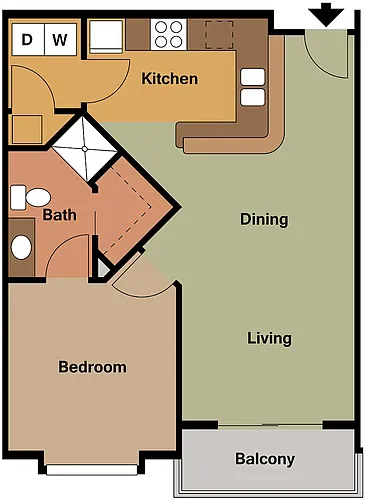 Floor plan 1 Bed 1 Bath
