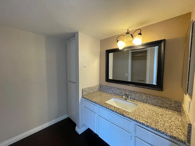 Master bedroom sink and floor-to-ceiling cainet for storage