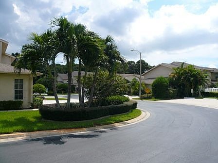 Lush tropical landscaping in community