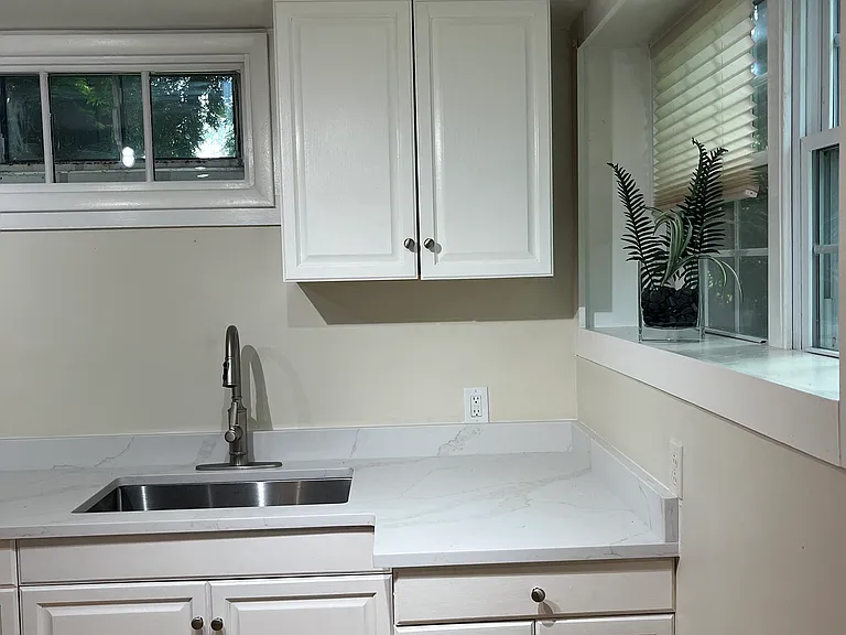 Kitchen counter and cupboards