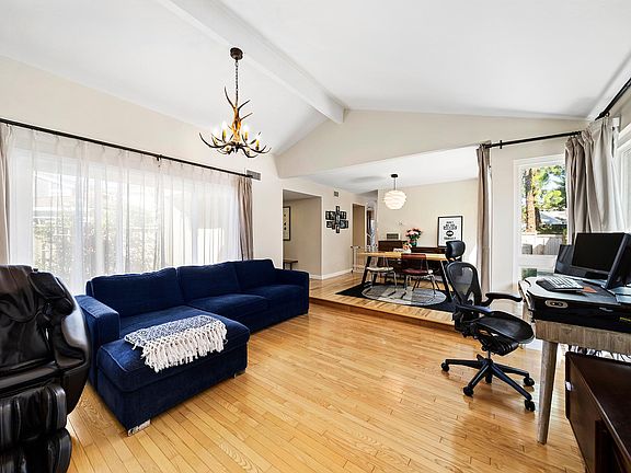 View of formal dining area, open space.