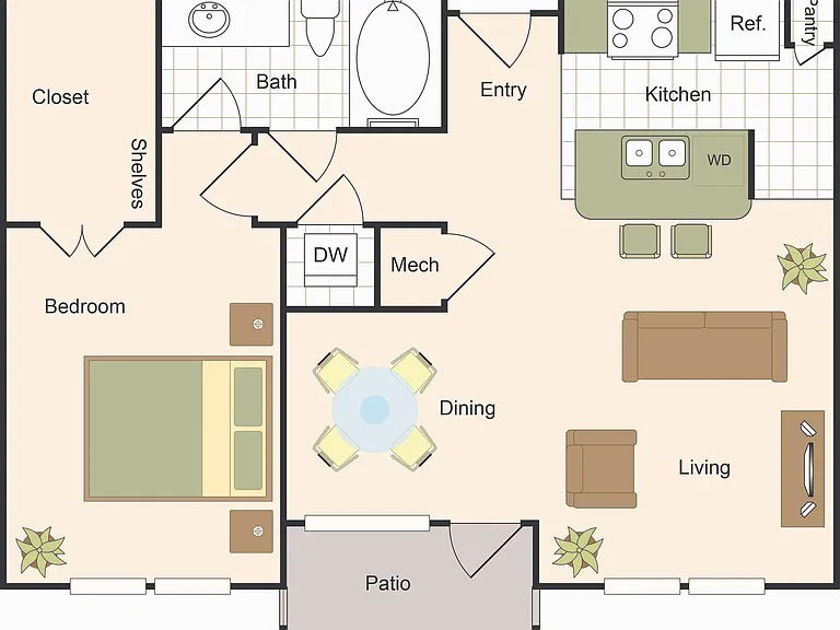 One Bedroom Floorplan One Bedroom Floorplan