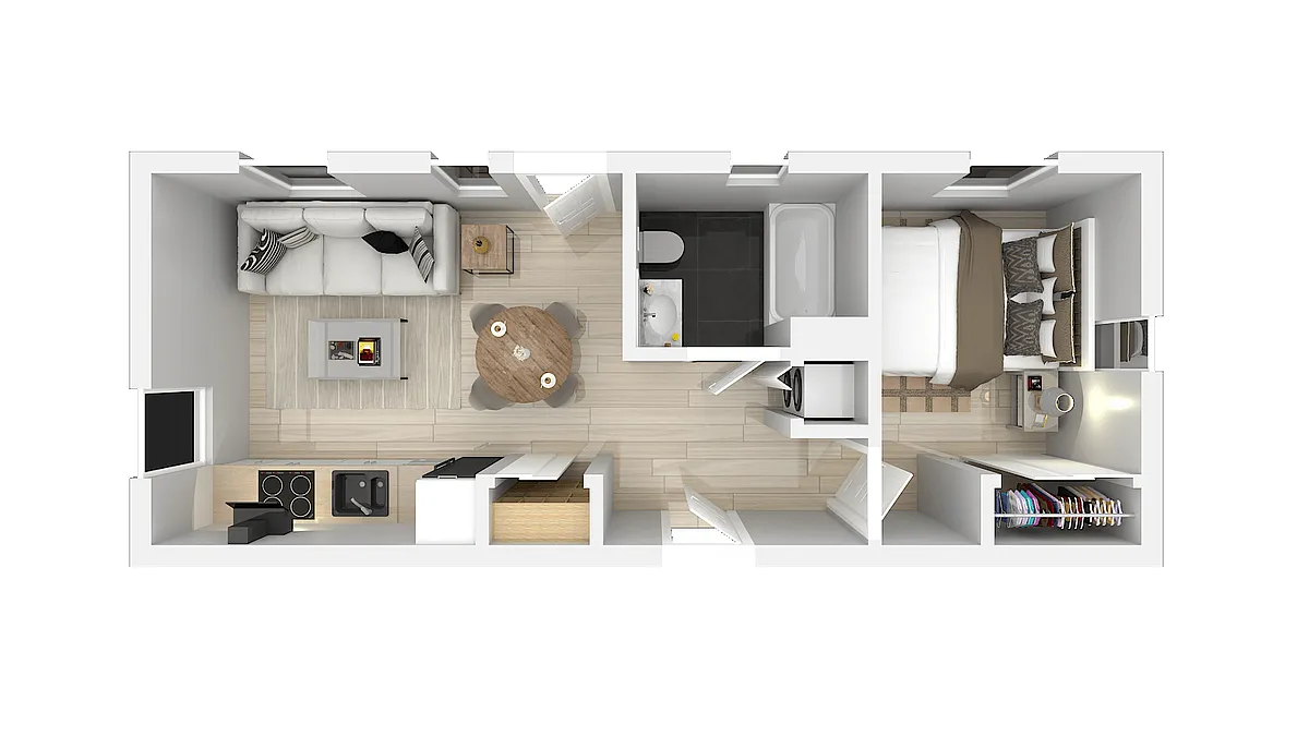 Floor plan One Bedroom One Bath C
