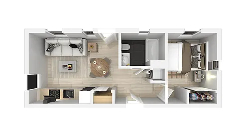 Floor plan One Bedroom One Bath C