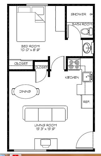 Floor plan 1 Bedroom 1 Bath