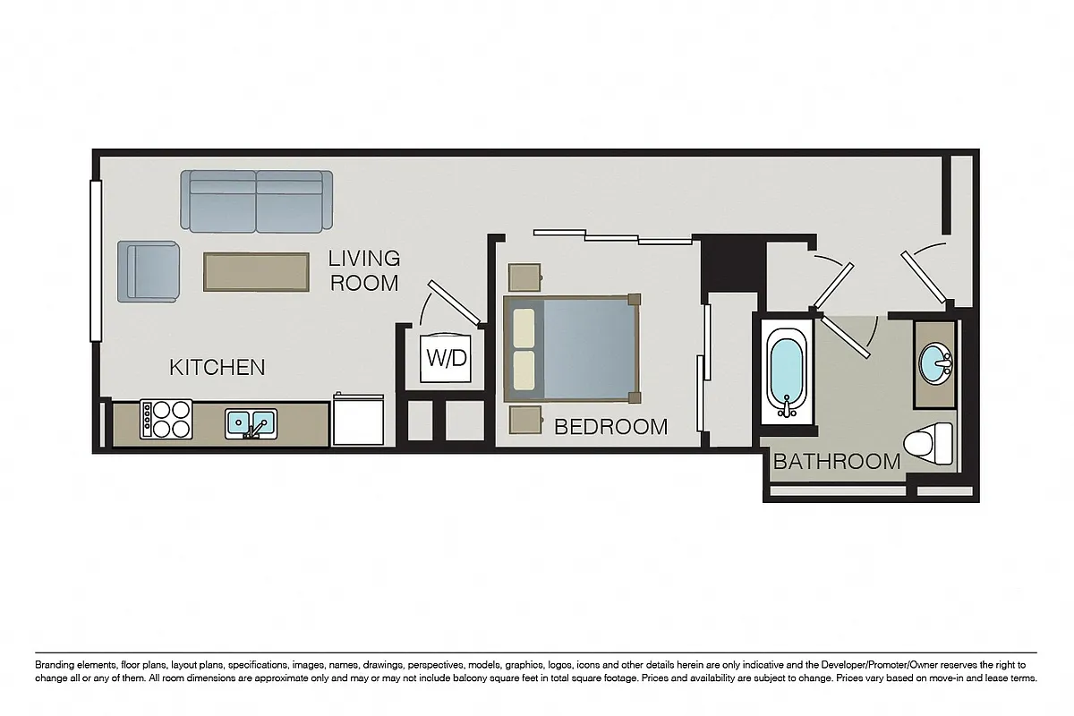 Floor plan Junior One Bed A2