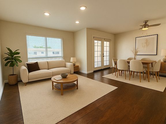 2 bedroom 2 bathroom upstairs living room and dining room