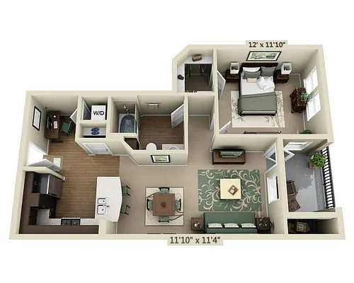 Floor plan One Bedroom A1D