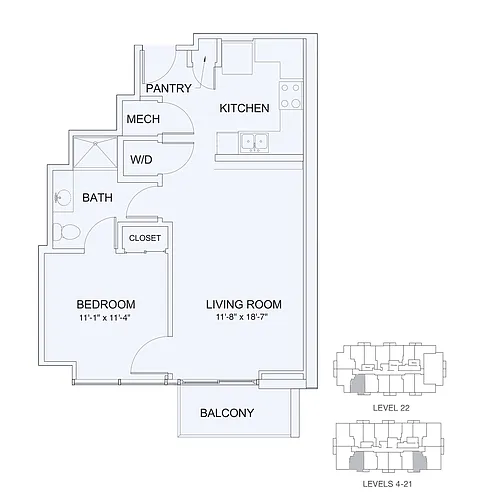 Floor plan 1X1 678