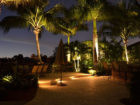 Yard With Custom Lighting