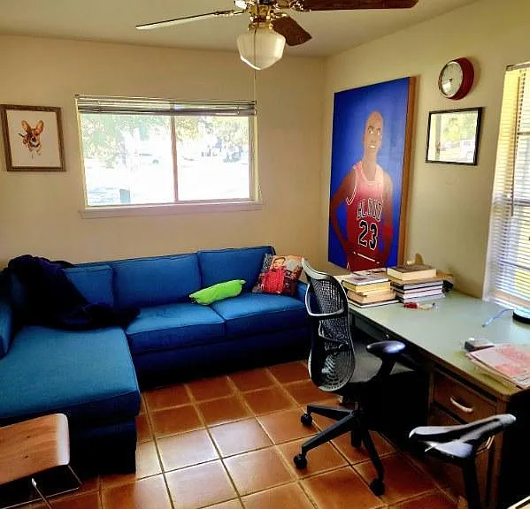 Front bedroom area, here used as a study