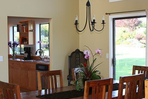 Dining room to back deck and kitchen