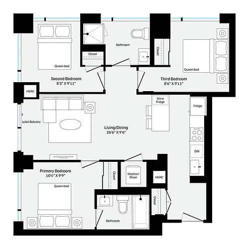 Floor plan C3 Three Bedroom