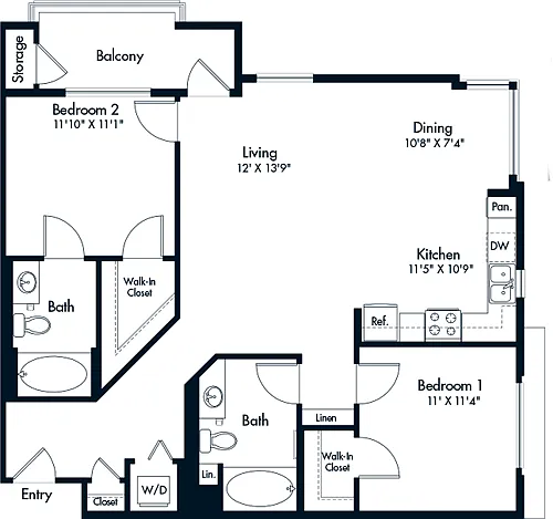 Floor plan 2 Bed- E02